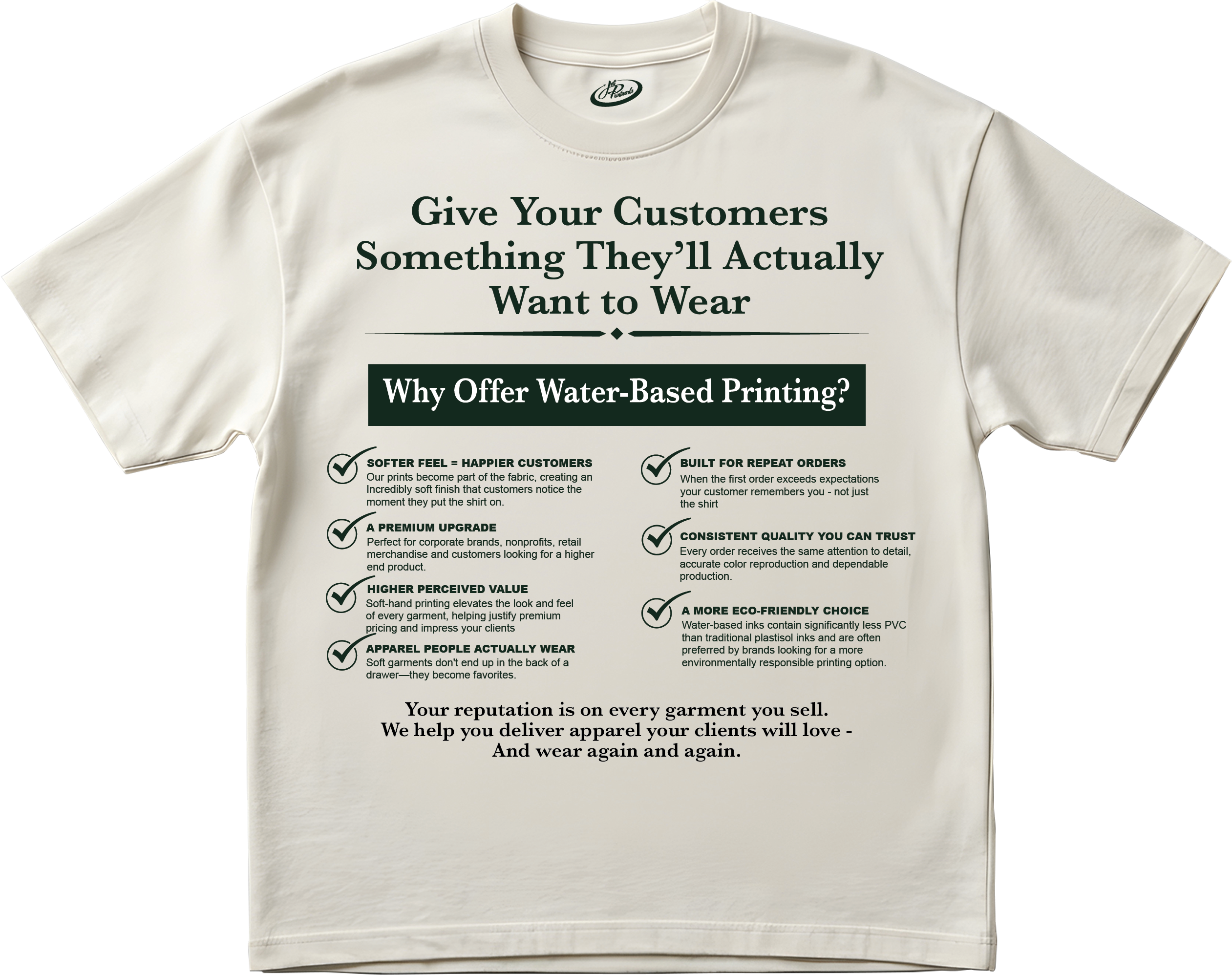 Jett Printworks promotional flyer — why offer water-based printing